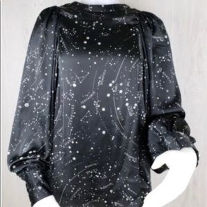 Zara Woman Sz L Astrology Zodiac Stars Shirt Top